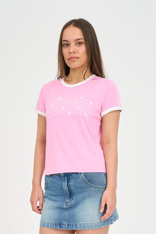 RINGER TEE/IN BLOOM GUAVA