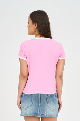 RINGER TEE/IN BLOOM GUAVA