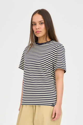 STRIPE CLASSIC TEE 185 BUTTER/NAVY