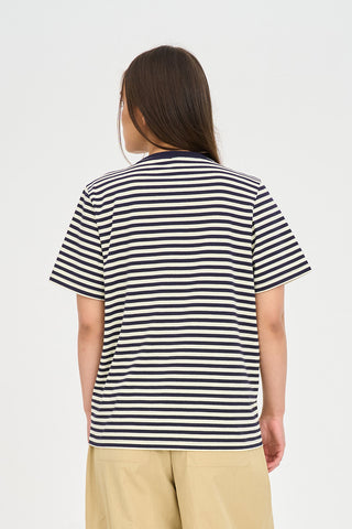 STRIPE CLASSIC TEE 185 BUTTER/NAVY