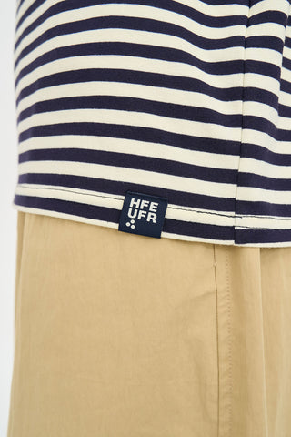 STRIPE CLASSIC TEE 185 BUTTER/NAVY