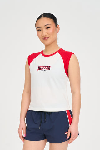 SLEEVELESS RAGLAN TEE/ACED CHALK
