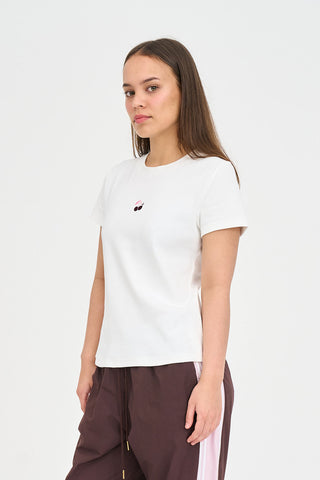 SLIM RIB TEE/CHERRY CHALK