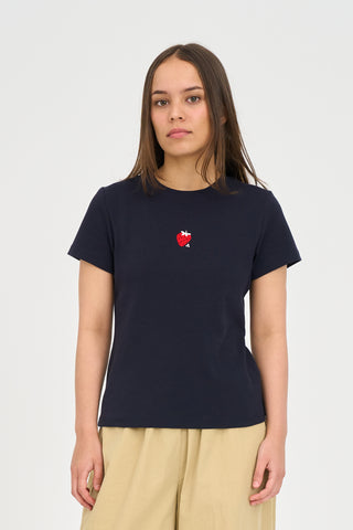 SLIM RIB TEE/STRAWBERRY NAVY