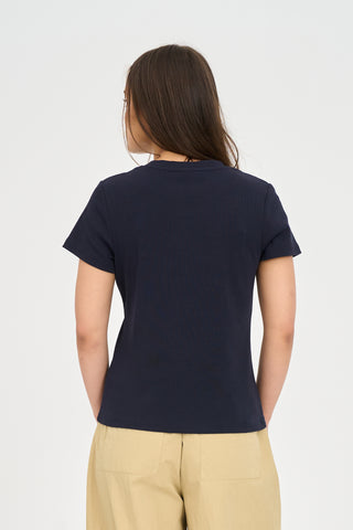 SLIM RIB TEE/STRAWBERRY NAVY