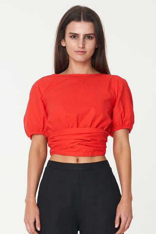 CASA WRAP TOP RUBY RED