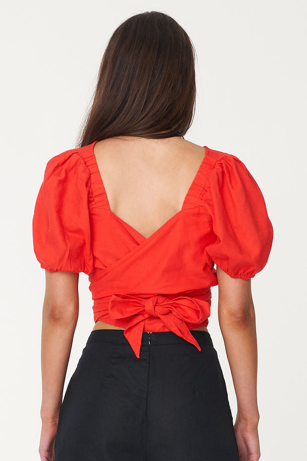 CASA WRAP TOP RUBY RED