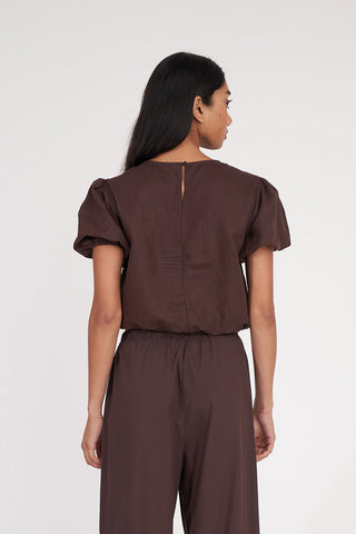 LIN-IN AIRY TOP COCOA