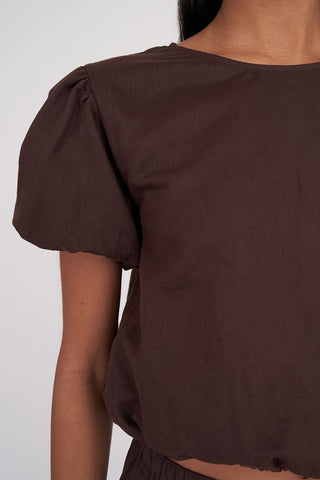 LIN-IN AIRY TOP COCOA