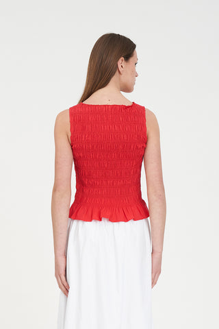 GIGI SHIRRED TOP POPPY