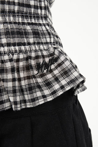 ROONEY GIGI SHIRRED TOP BLACK/CHALK