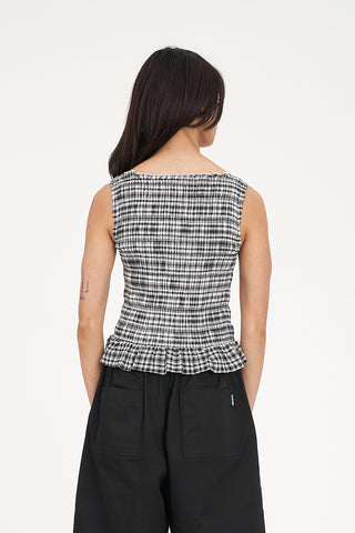 ROONEY GIGI SHIRRED TOP BLACK/CHALK