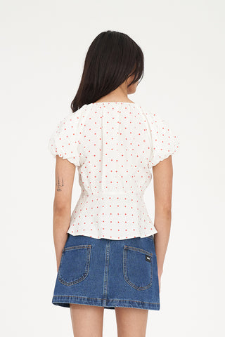 BARDOT CELINE TOP CHALK/RED