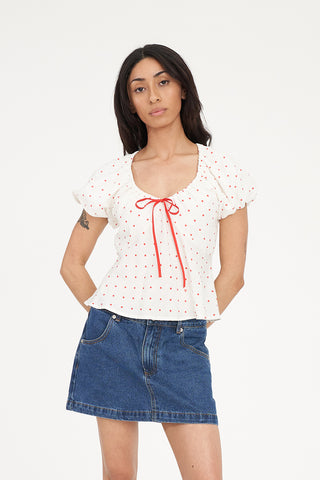BARDOT CELINE TOP CHALK/RED