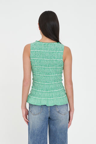 GIGI SHIRRED TOP MEADOW PLAID