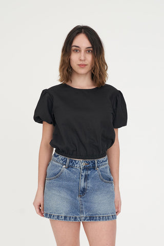 LIN-IN AIRY TOP BLACK