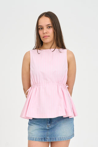 STRIPE SABINA TOP PRETTY PINK