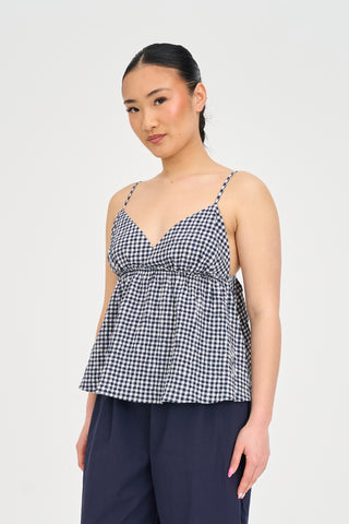 CHER CAMI TOP NAVY/WHITE