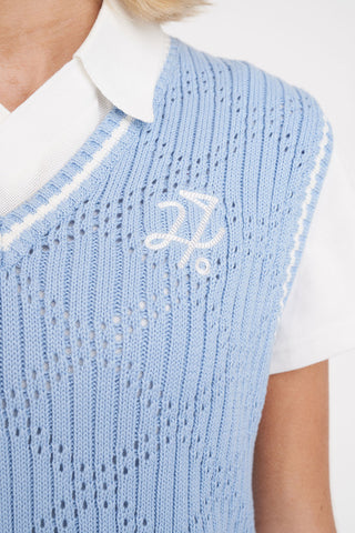 WOMENS DIAMOND CROP VEST ICE BLUE